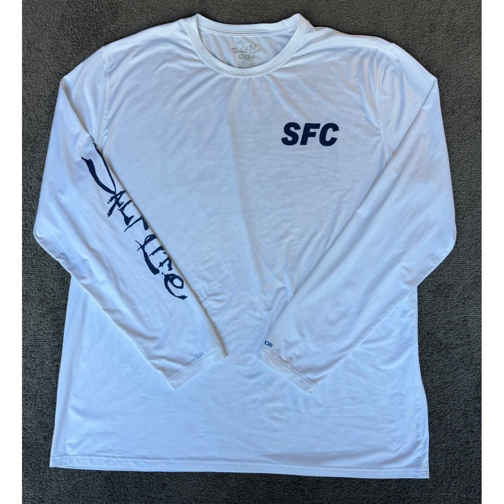 Salt Life SLX UVapor Long Sleeve Fishing Shirt White The‎ Catch Pro-Am Mens 2XL